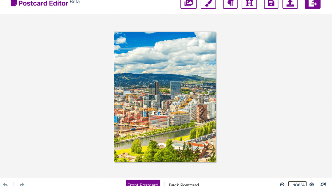 A preview of Postcard Editor